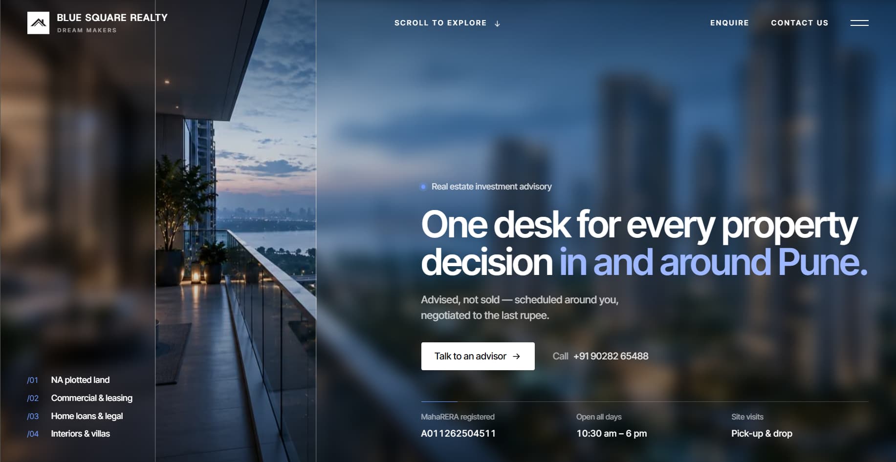 Screenshot of Blue Square Realty